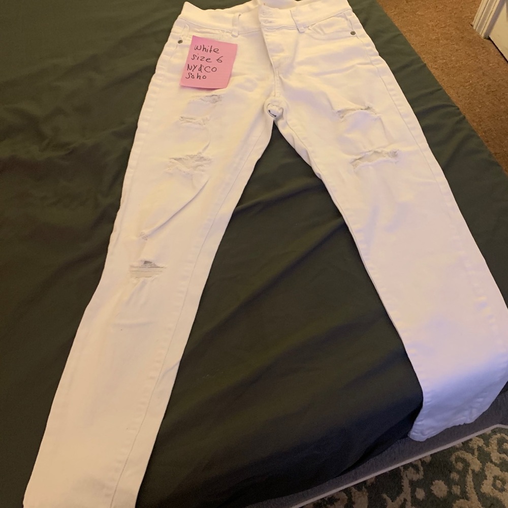 White ripped jeans
